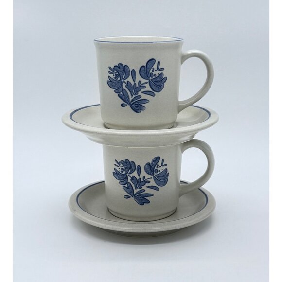 Pfaltzgraff Yorktown Stoneware Coffee Mug & Saucer Set - Picture 2 of 3